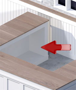 Toonbank zonder schap